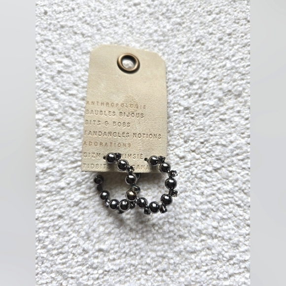 NWT! Anthropologie, Small Ball Open Hoop Earrings, Pewter, MSRP $38 - Picture 3 of 5